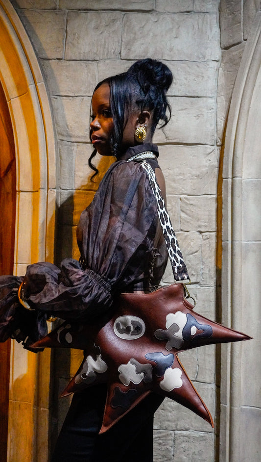 Brown Leather Crossbody Star Bag