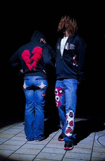 Patchwork Zip-Up Hoodie